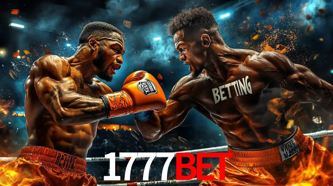 Dois boxeadores em uma luta intensa e explosiva, representando a adrenalina e as oportunidades de apostas em esportes de combate disponíveis na plataforma 1777bet.