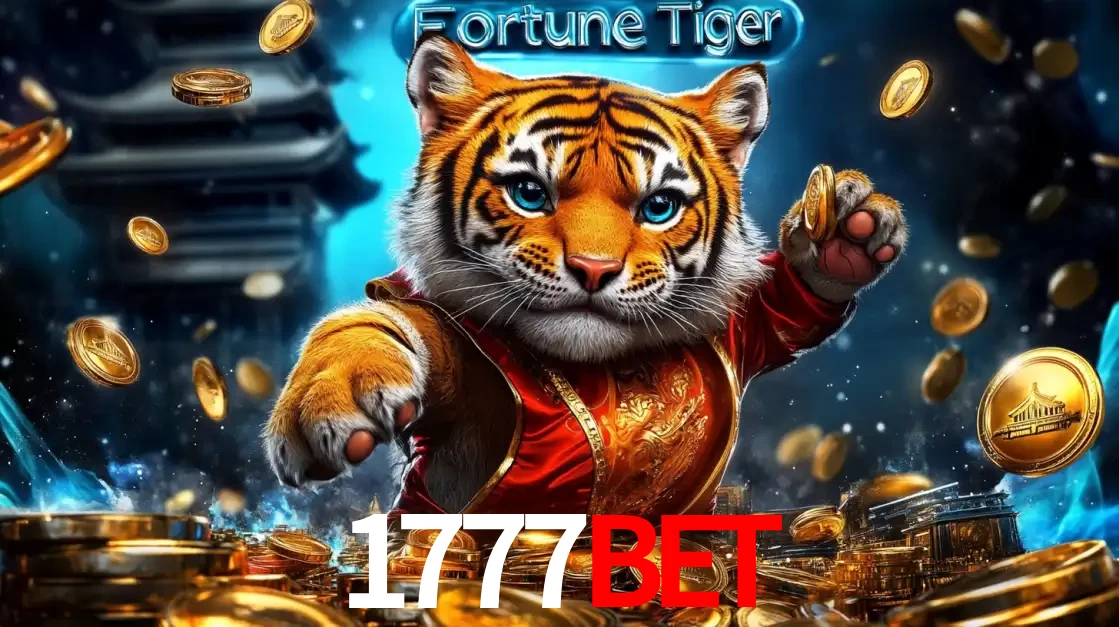 Imagem promocional do jogo de slot Fortune Tiger, com um tigre majestoso em traje tradicional cercado por uma fortuna em moedas de ouro, disponível agora no cassino 1777bet.